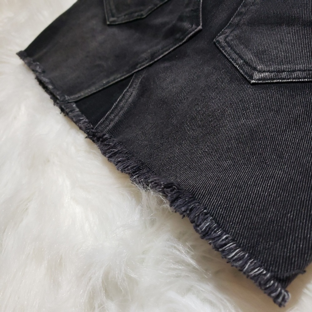 Lace Up High Rise Distressed Denim Skirt F21 M - Picture 6 of 7